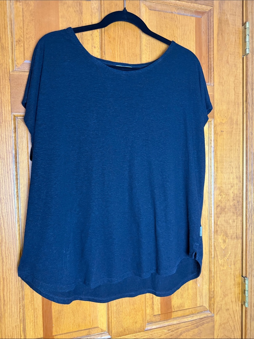 Women's Size XL Black Orvis Short-Sleeve Top Linen Blend